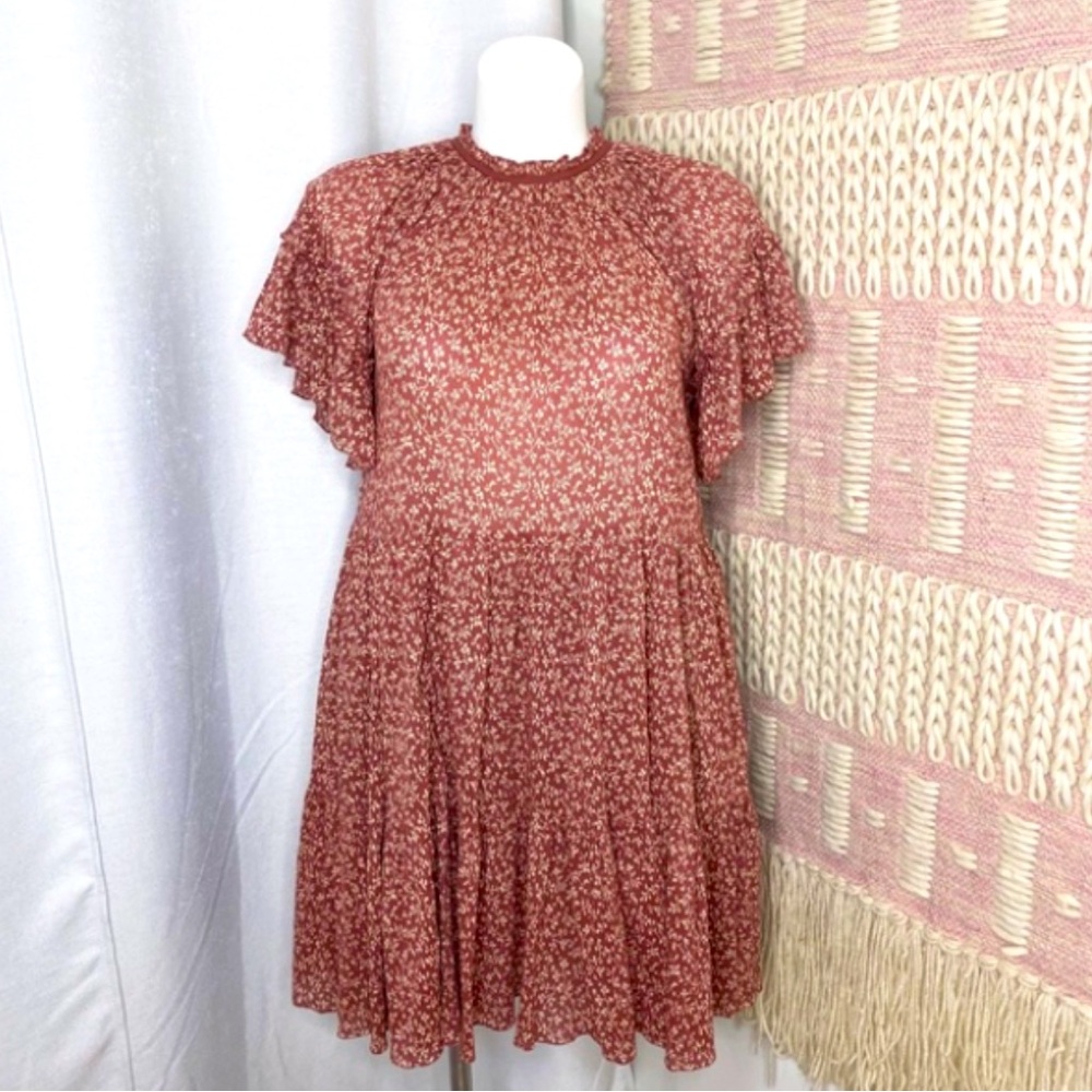 Ulla Johnson Mauve Floral Flowy
Pullover Dress Women's Size 8
